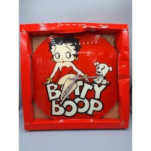 Betty Boop Red And White Glass Wall Clock 2009 Featuring Betty & Her Dog Tested
